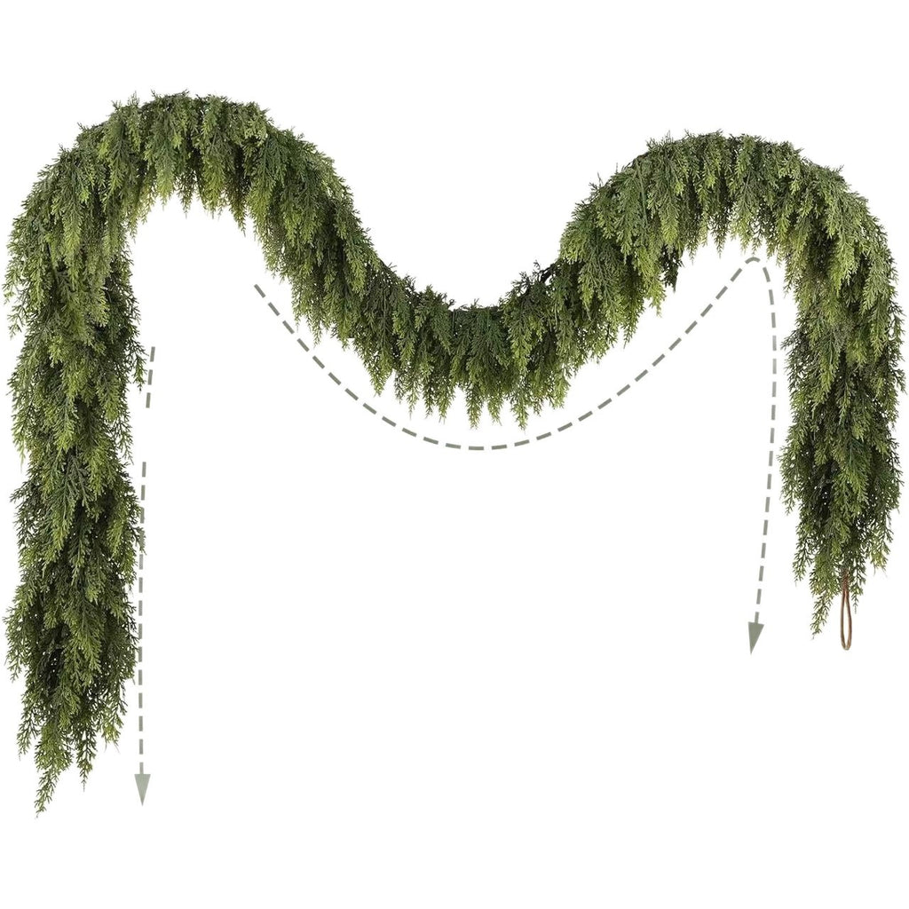 Norfolk Pine Artificial Rattan Cedar Green Plant Wreath