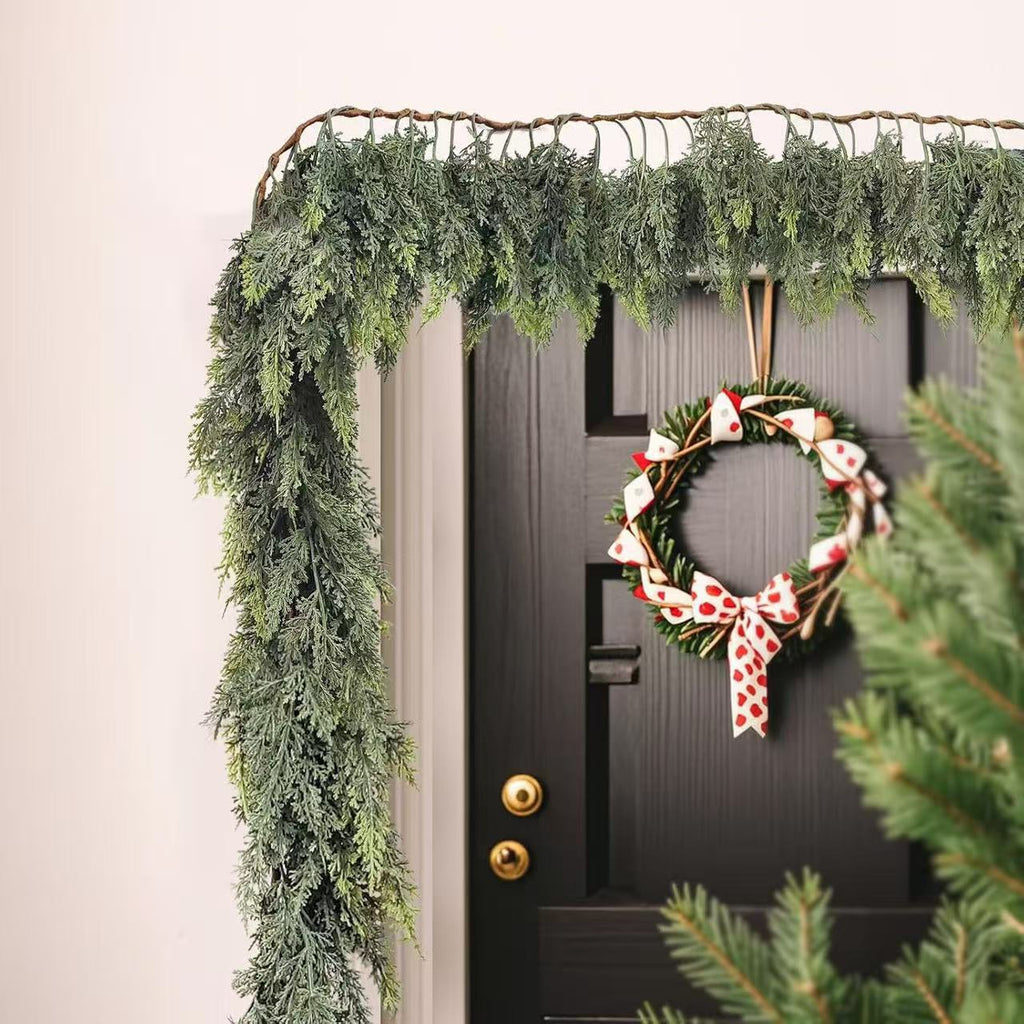 Norfolk Pine Artificial Rattan Cedar Green Plant Wreath