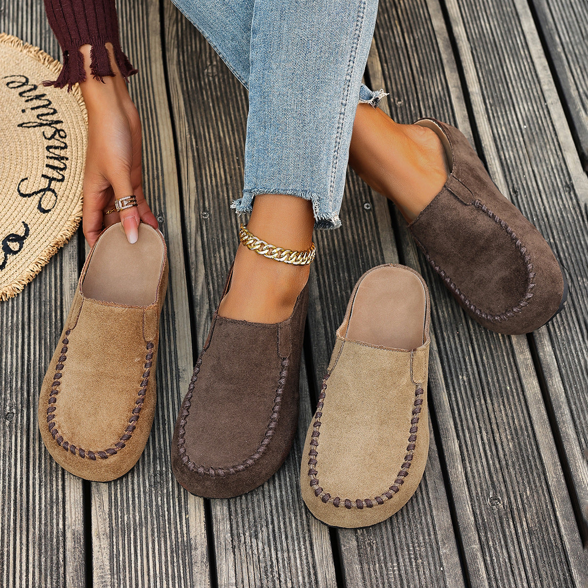 High-top Birkenstock shoes, head-covering half slippers