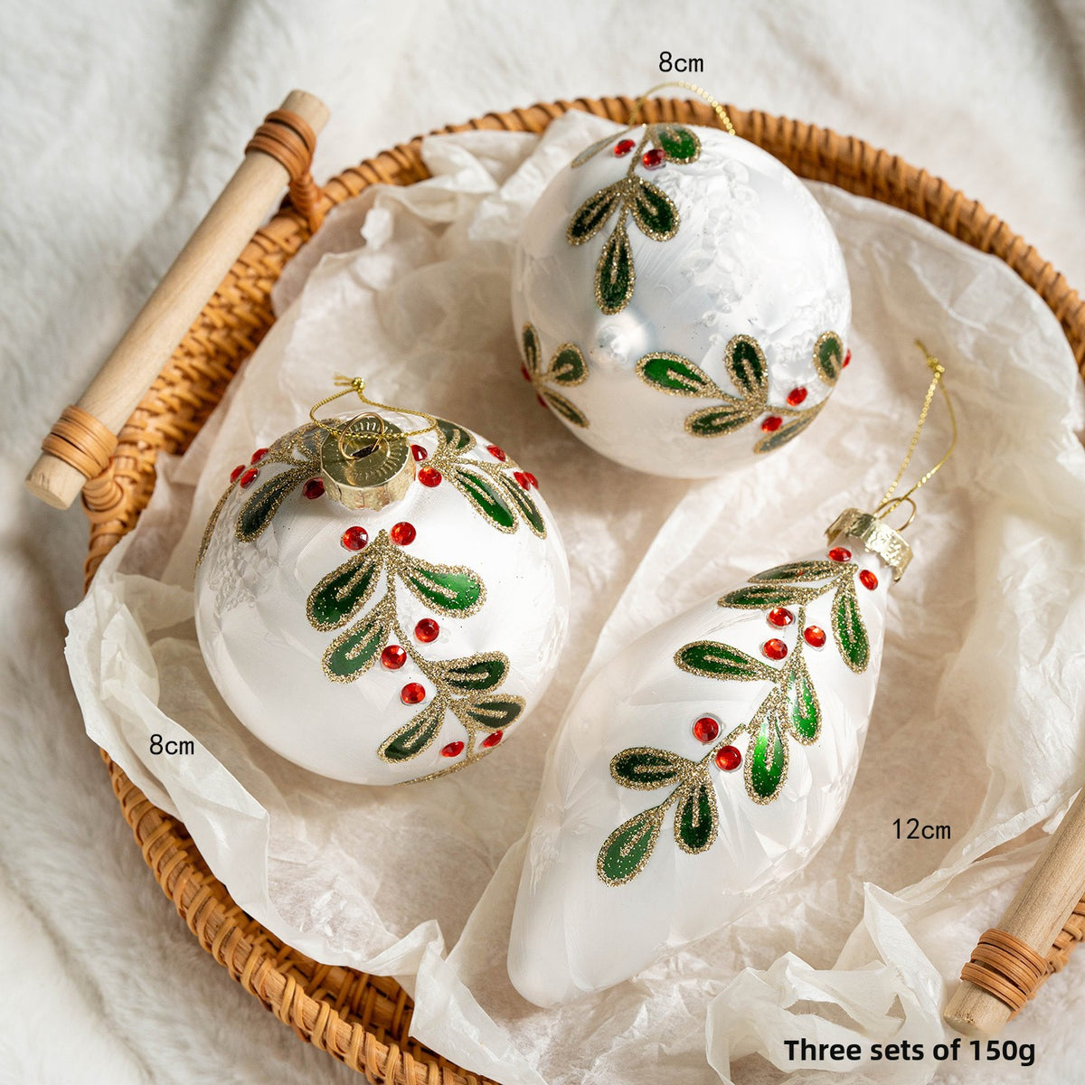 Hand-Painted Glass Christmas Ornament Set