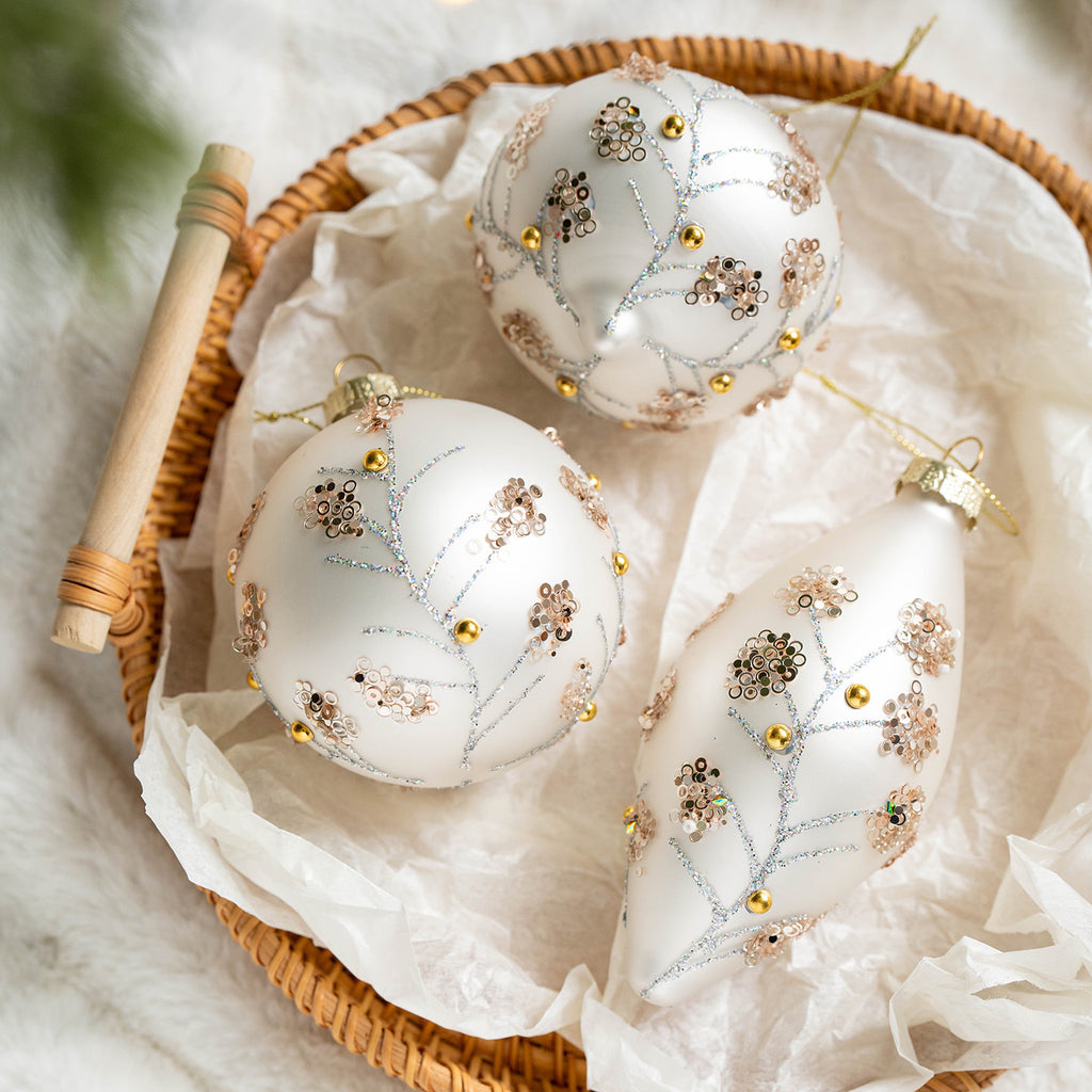 Hand-Painted Glass Christmas Ornament Set