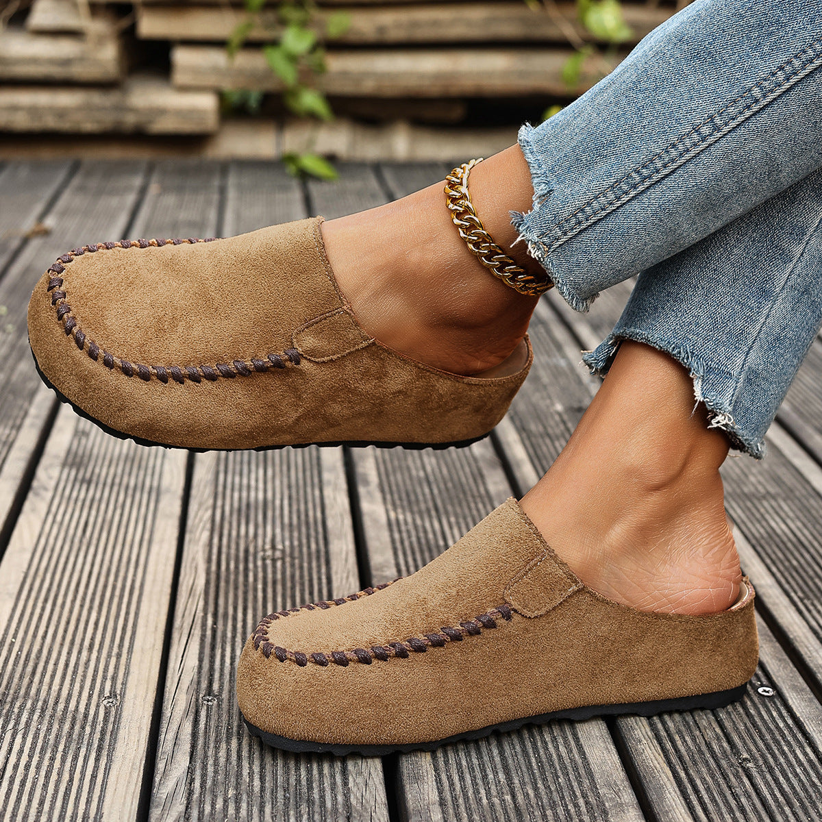 High-top Birkenstock shoes, head-covering half slippers