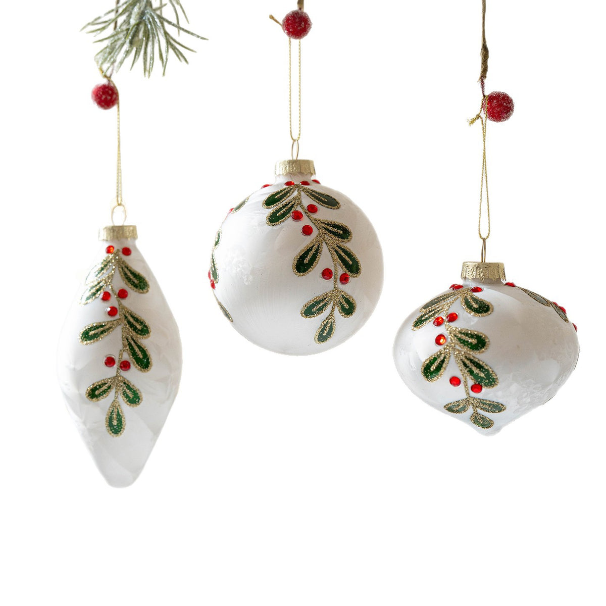 Hand-Painted Glass Christmas Ornament Set