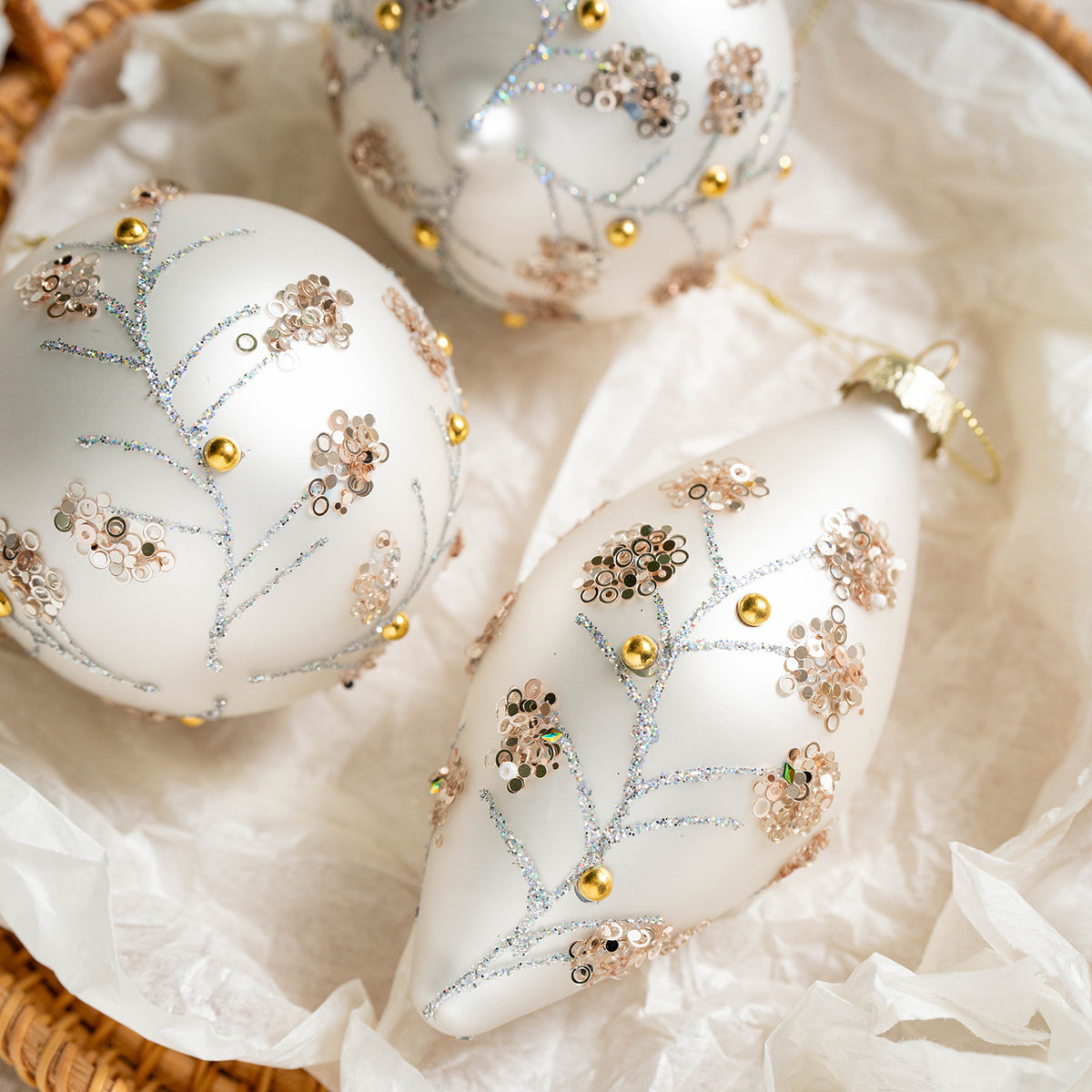 Hand-Painted Glass Christmas Ornament Set