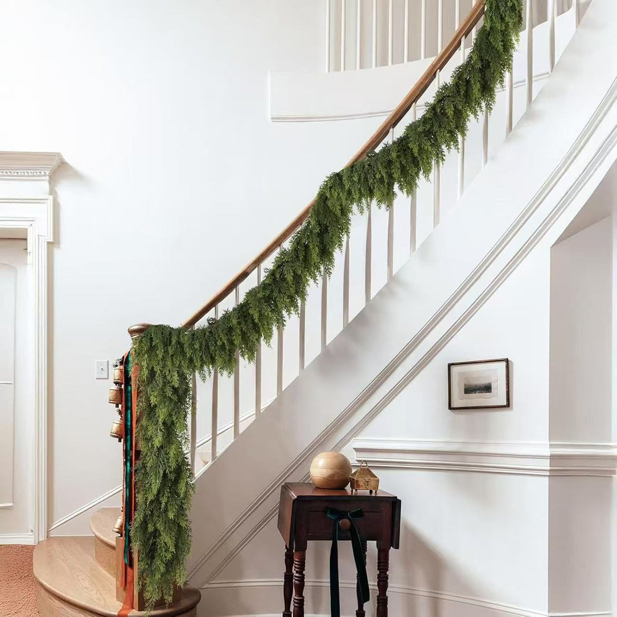 Norfolk Pine Artificial Rattan Cedar Green Plant Wreath