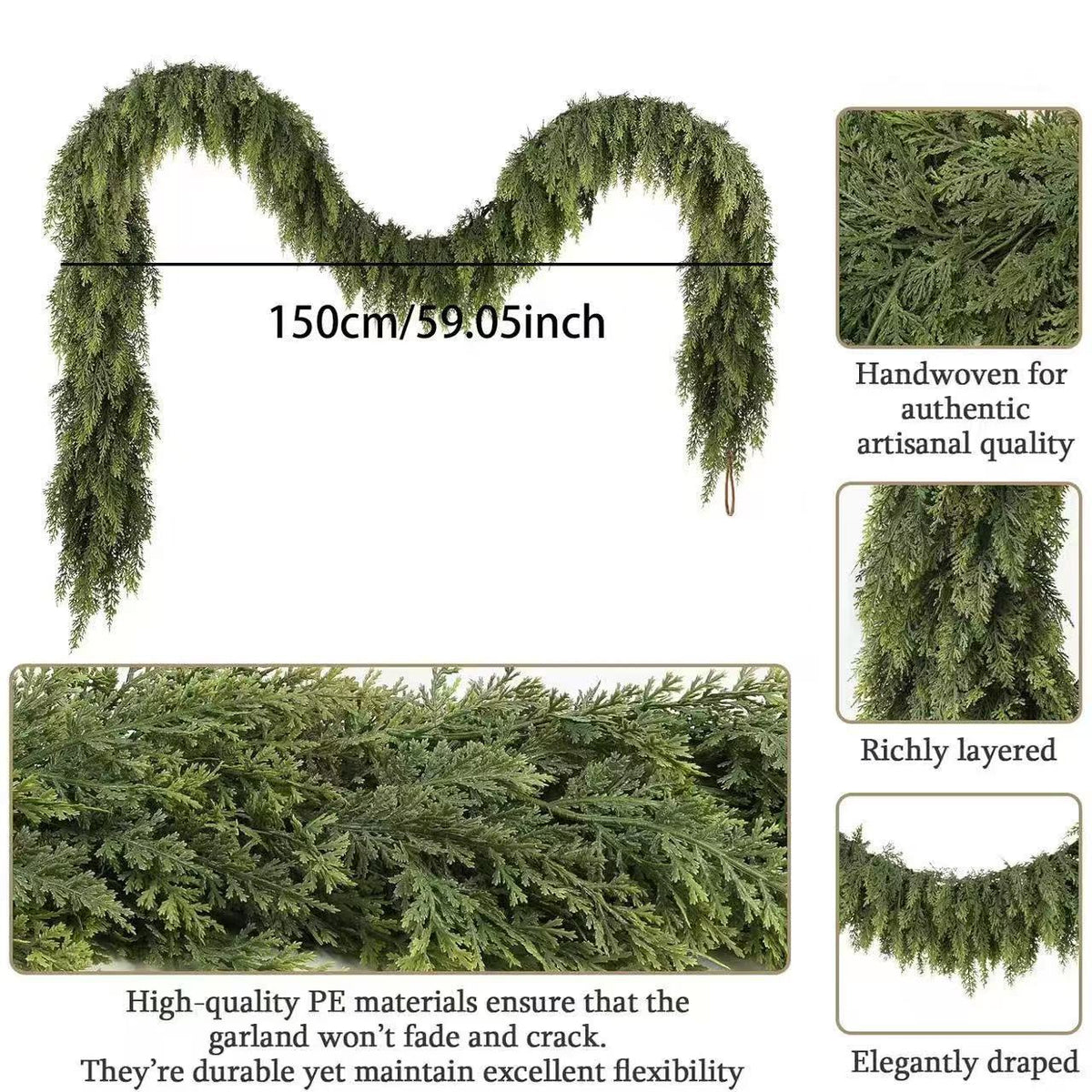 Norfolk Pine Artificial Rattan Cedar Green Plant Wreath